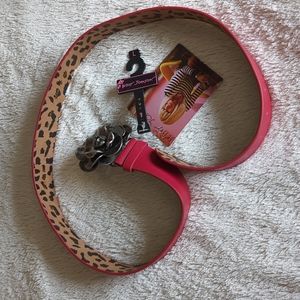 Betsey Johnson red belt L faux leather flower buckle nwt